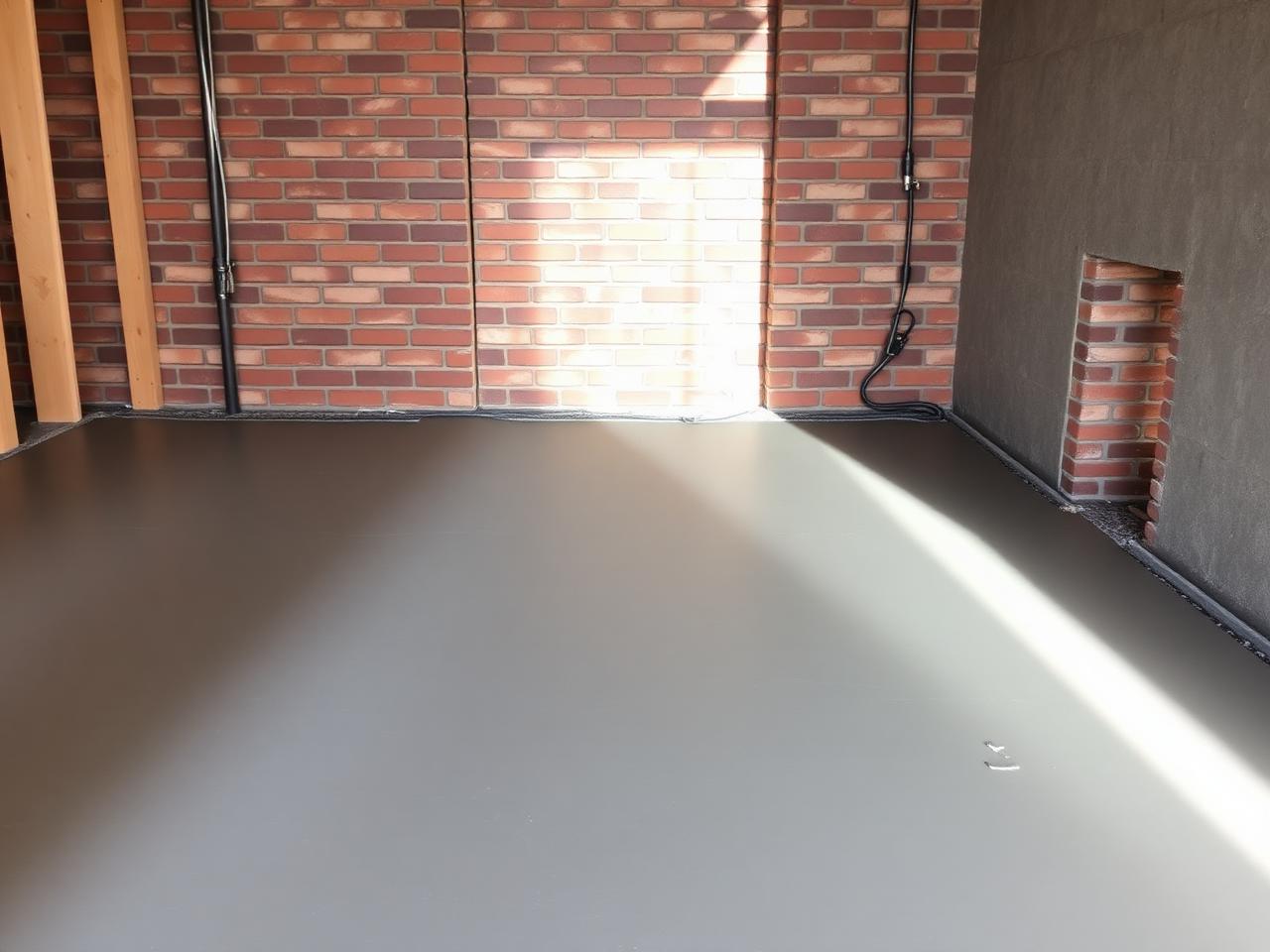 Strak afgewerkte betonvloer en gefreesde sleuf voor leidingwerk